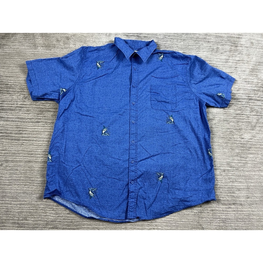 Saddlebred Shirt Mens 3XLT Blue Marlin Embroidered Short Sleeve Classic Fit Top
